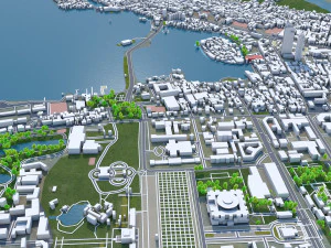 Cidade de Han&oacute;i, Vietn&atilde; 30 km Modelo 3D