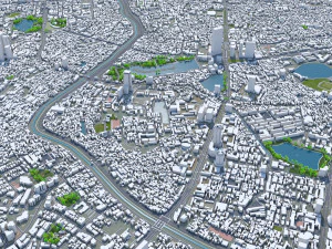 Cidade de Han&oacute;i, Vietn&atilde; 30 km Modelo 3D