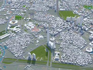 Cidade de Han&oacute;i, Vietn&atilde; 30 km Modelo 3D
