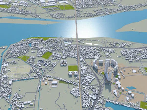 Cidade de Han&oacute;i, Vietn&atilde; 30 km Modelo 3D