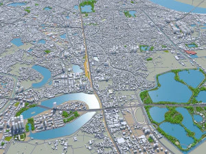 Cidade de Han&oacute;i, Vietn&atilde; 30 km Modelo 3D