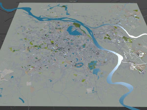 Cidade de Han&oacute;i, Vietn&atilde; 30 km Modelo 3D