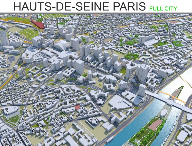 hauts de seine city paris 3D 모델 .c4d .max .obj .3ds .fbx .stl .blend 