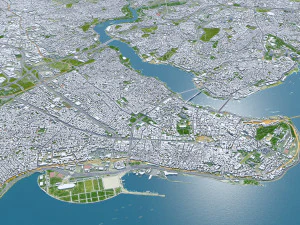 महानगरीय क्षेत्र इस्तांबुल तुर्की 100 किमी 3D मॉडल