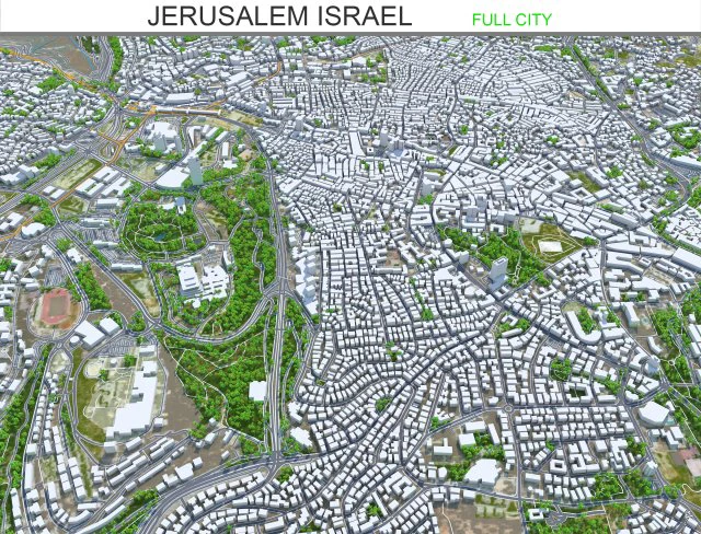 Jerusalem city israel 60km 3D Model .c4d .max .obj .3ds .fbx .stl .blend 