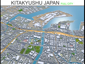 kitakyushu city japan 50km 3Dモデル