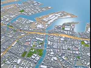 kitakyushu city japan 50km 3D Model