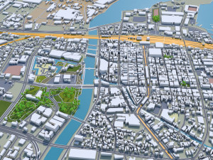 kitakyushu city japan 50km 3D Model