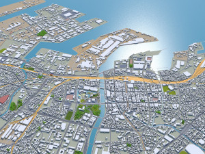 kitakyushu city japan 50km 3D Model