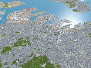 kitakyushu city japan 50km 3D Model