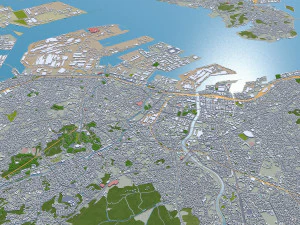 kitakyushu city japan 50km 3D Model