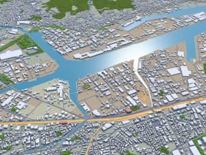 kitakyushu city japan 50km 3D Model