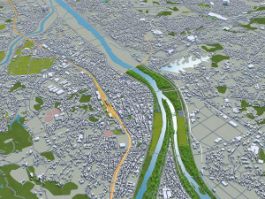 kitakyushu city japan 50km 3D Model
