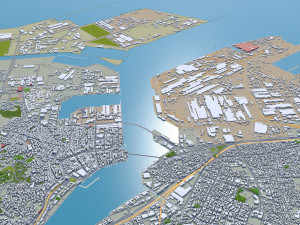 kitakyushu city japan 50km 3D Model