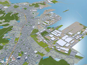kitakyushu city japan 50km 3D Model