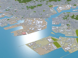 kitakyushu city japan 50km 3D Model