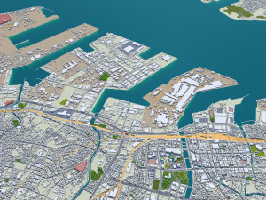 kitakyushu city japan 50km 3D Model