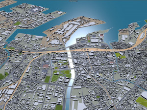 kitakyushu city japan 50km 3D Model