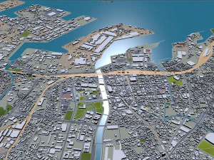 kitakyushu city japan 50km 3D Model