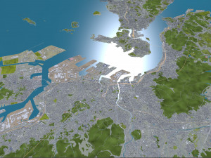 kitakyushu city japan 50km 3D Model