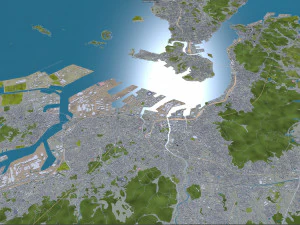 kitakyushu city japan 50km 3D Model