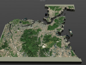 kitakyushu city japan 50km 3D Model