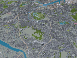 kitakyushu city japan 50km 3D Model