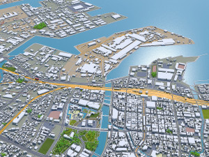 kitakyushu city japan 50km 3D Model