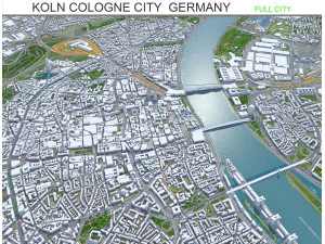 Кельн Кельн місто Німеччина 70 км 3D Модель