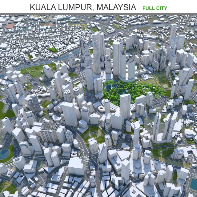 Kuala lumpur city malaysia 30km 3D 모델 .c4d .max .obj .3ds .fbx .stl .blend 