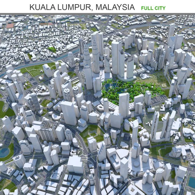 Kuala lumpur city malaysia 30km 3D Model .c4d .max .obj .3ds .fbx .stl .blend 