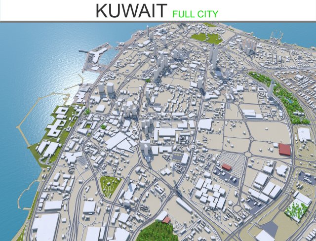 kuwait 200km 3D Model .c4d .max .obj .3ds .fbx .stl .blend 
