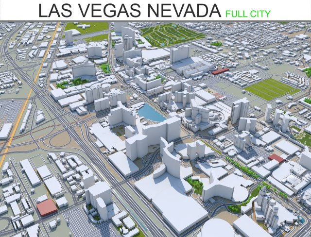 las vegas city nevada usa 50km 3D 모델 .c4d .max .obj .3ds .fbx .stl .blend 