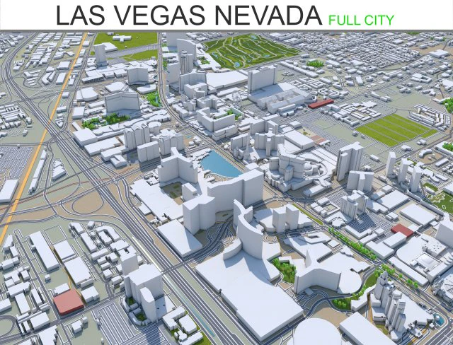 las vegas city nevada usa 50km 3D Model .c4d .max .obj .3ds .fbx .stl .blend 