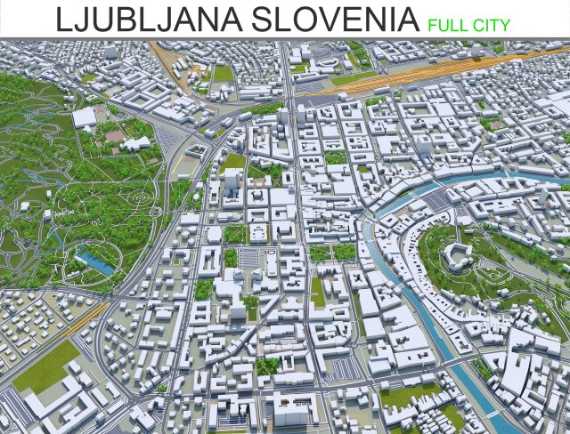 ljubljana city slovenia 50km Modèle 3D .c4d .max .obj .3ds .fbx .stl .blend 