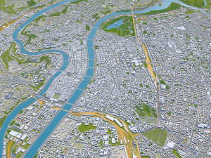 lyon city frnace 60km 3D Model