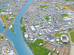lyon city frnace 60km 3D Model