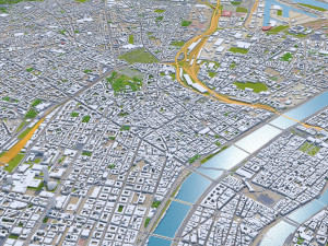 lyon city frnace 60km 3D Model