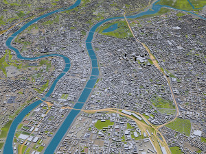 lyon city frnace 60km 3D Model