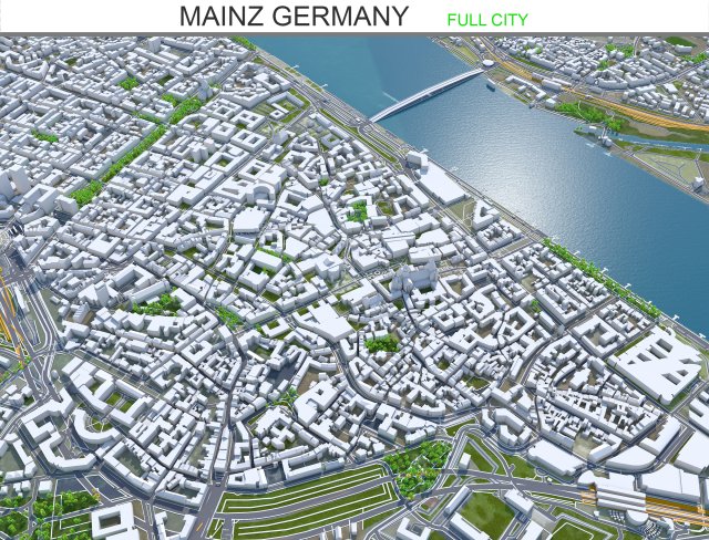 Mainz city germany 40km 3D मॉडल .c4d .max .obj .3ds .fbx .stl .blend 