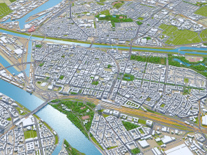 Mannheim city germany 40km 3Dモデル
