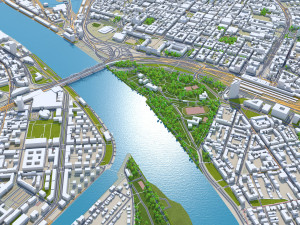 Mannheim city germany 40km 3Dモデル