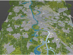 Mannheim city germany 40km 3Dモデル