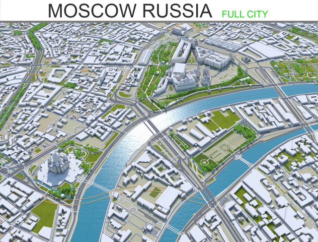 moscow city russia 150km Model 3D .c4d .max .obj .3ds .fbx .stl .blend 