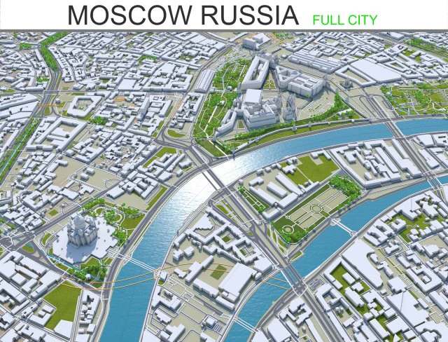 Москва, Россия, 150 км. 3D Модель .c4d .max .obj .3ds .fbx .stl .blend 