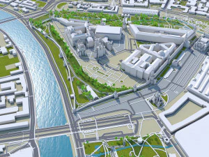 Москва, Россия, 150 км. 3D Модель