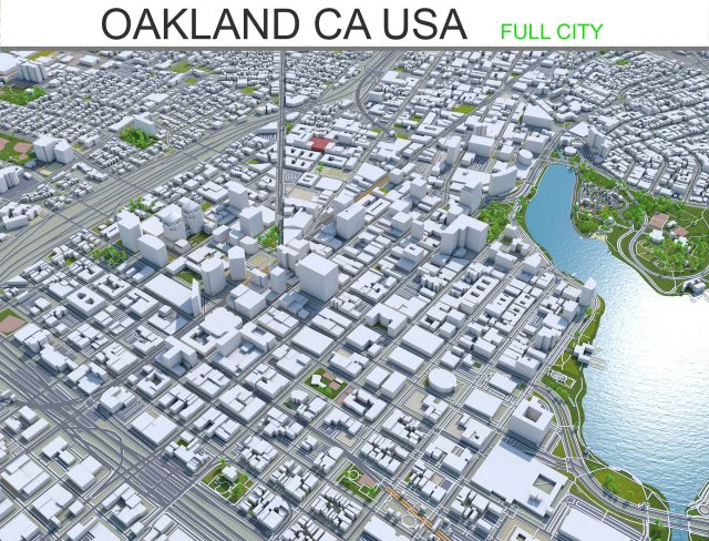 Oakland city california usa 50km 3D Model .c4d .max .obj .3ds .fbx .stl .blend 