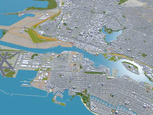 Oakland city california usa 50km 3D Model