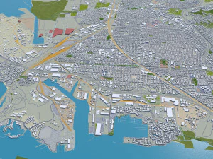 Oakland city california usa 50km 3D Model