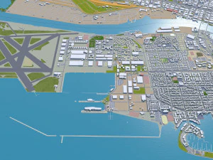 Oakland city california usa 50km 3D Model